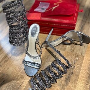 Pasquale Bruni Black and Silver Embellished Heels